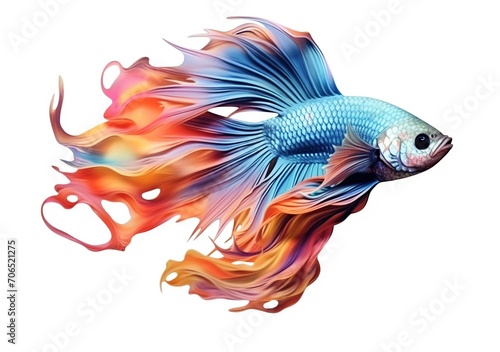 Colorful Betta Fish Illustration. Siamese Fighting Fish. Betta Splendens with smoke effect © siti