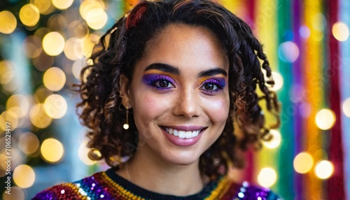 portrait of a festive colorful woman face