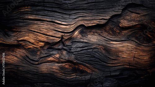 texture of charred, blackened wood with a beautiful wavy, relief pattern