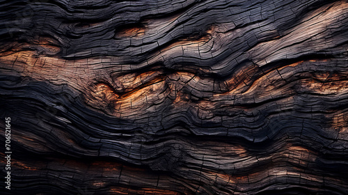 texture of charred, blackened wood with a beautiful wavy pattern