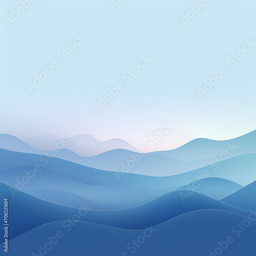 Fondo con detalle de paisaje de montaña ilustrado de tonos azules photo