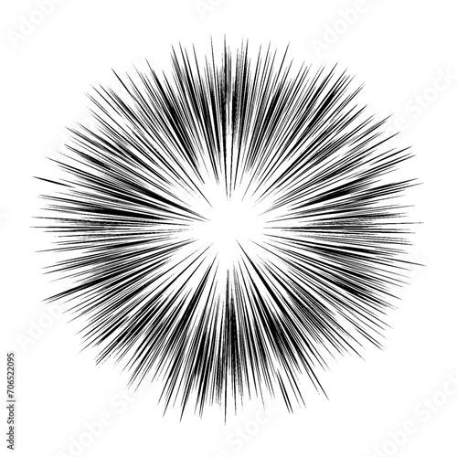 黒色の線の効果線　爆発や破裂のイメージ