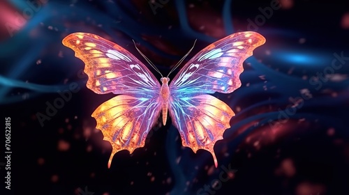 colorful butterfly illustration flying in the wild, butterfly with colorful light effects © siti
