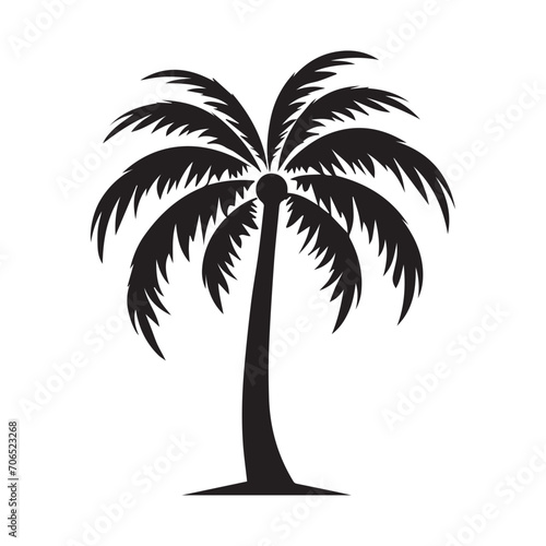 Coconut tree icon. Flat style black on white vector illustration.