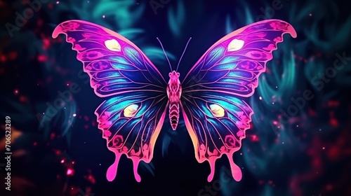 colorful butterfly illustration flying in the wild, butterfly with colorful light effects © siti
