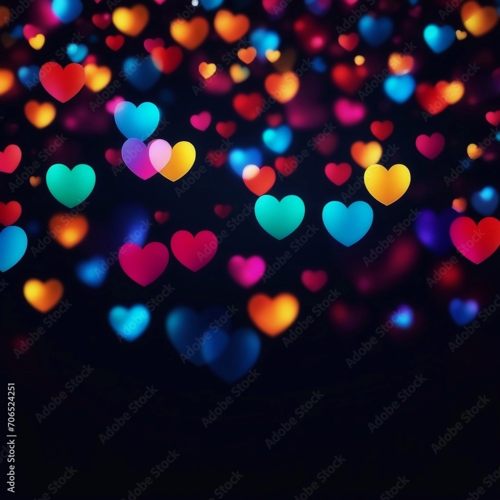 Valentine background with colorful heart bokeh lights