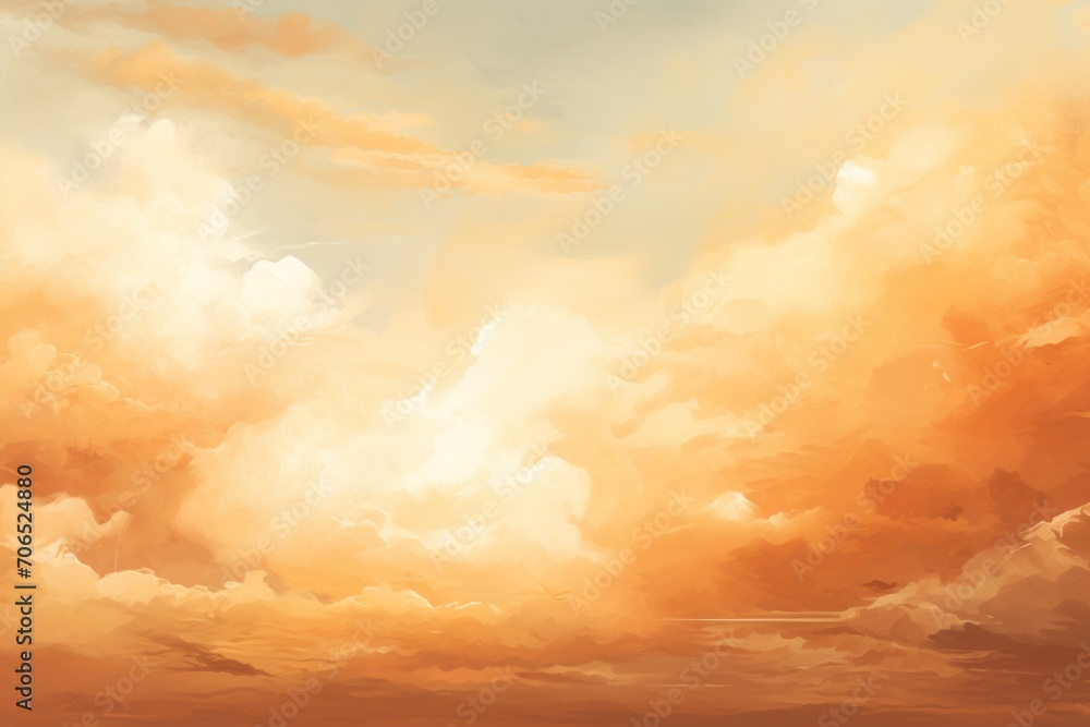 Ochre sky with white cloud background 