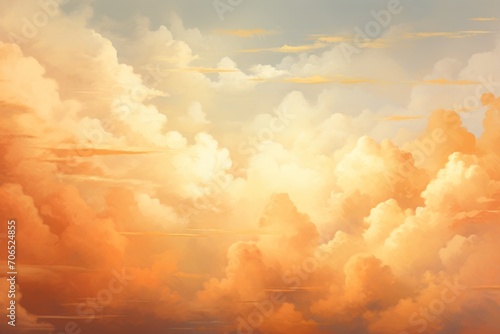 Ochre sky with white cloud background 