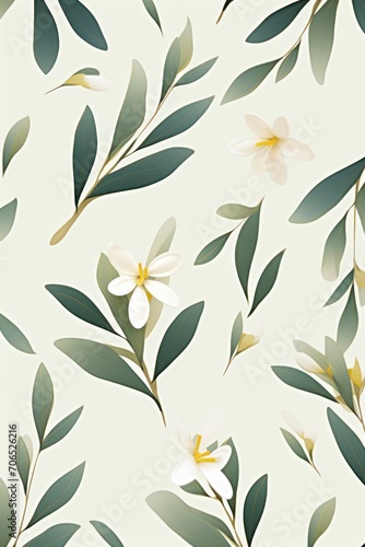 Olive pastel template of flower designs with leaves