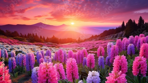 Springtime Hyacinth Hillside Bliss - AI Generated © VisualMarketplace
