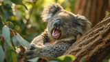 An image of a laughing koala, rendered in soothing pastel shades.
