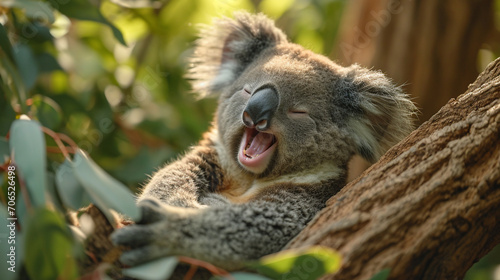 An image of a laughing koala, rendered in soothing pastel shades.