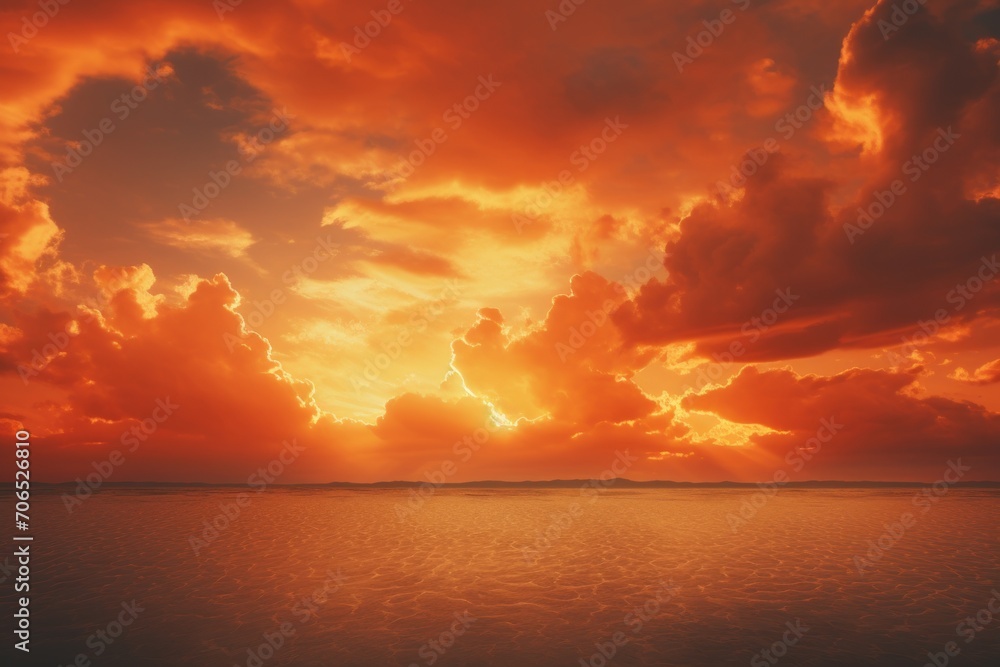 orange sky with white cloud background