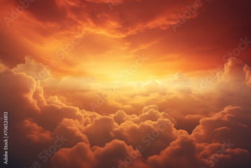 orange sky with white cloud background © Celina