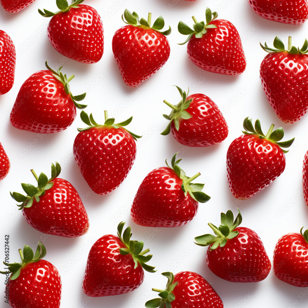Fondo con detalle de varias fresas sobre fondo de color blanco Fondo con detalle de varias fresas sobre fondo de color blanco