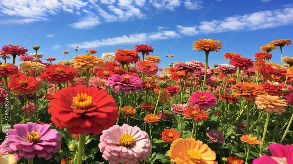 Late Summer Zinnia Field Radiance - AI Generated Late Summer Zinnia Field Radiance - AI Generated