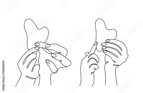 Gua sha board. Hands. Hold. Massager. Demonstrate