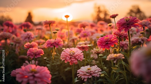 Late Summer Zinnia Field Radiance - AI Generated