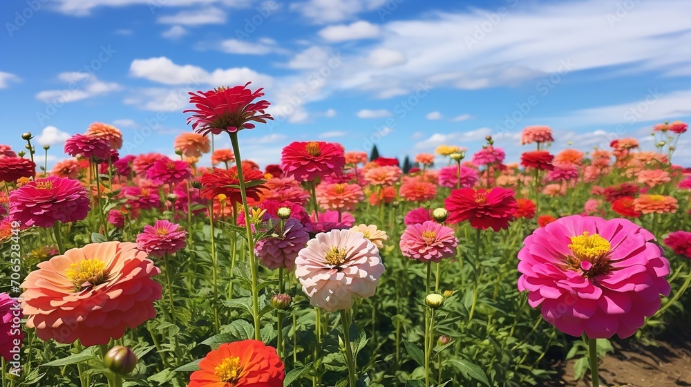 Late Summer Zinnia Field Radiance - AI Generated Late Summer Zinnia Field Radiance - AI Generated