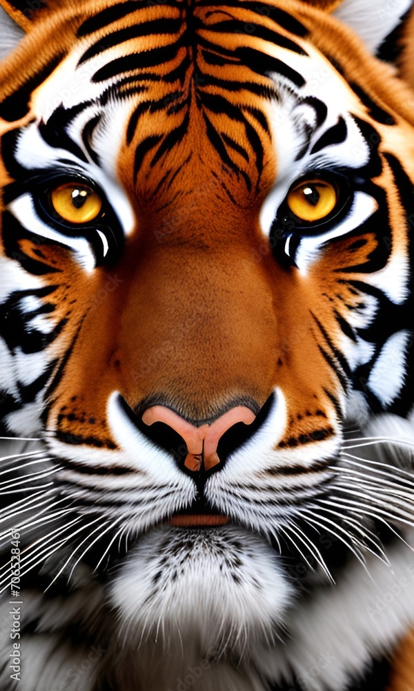tiger head close up. generative ai tiger head close up. generative ai