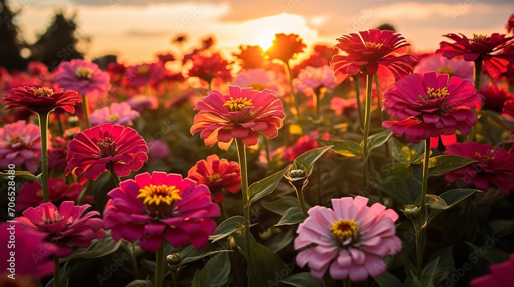 custom made wallpaper toronto digitalLate Summer Zinnia Field Radiance - AI Generated