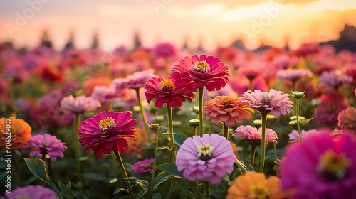 Late Summer Zinnia Field Radiance - AI Generated