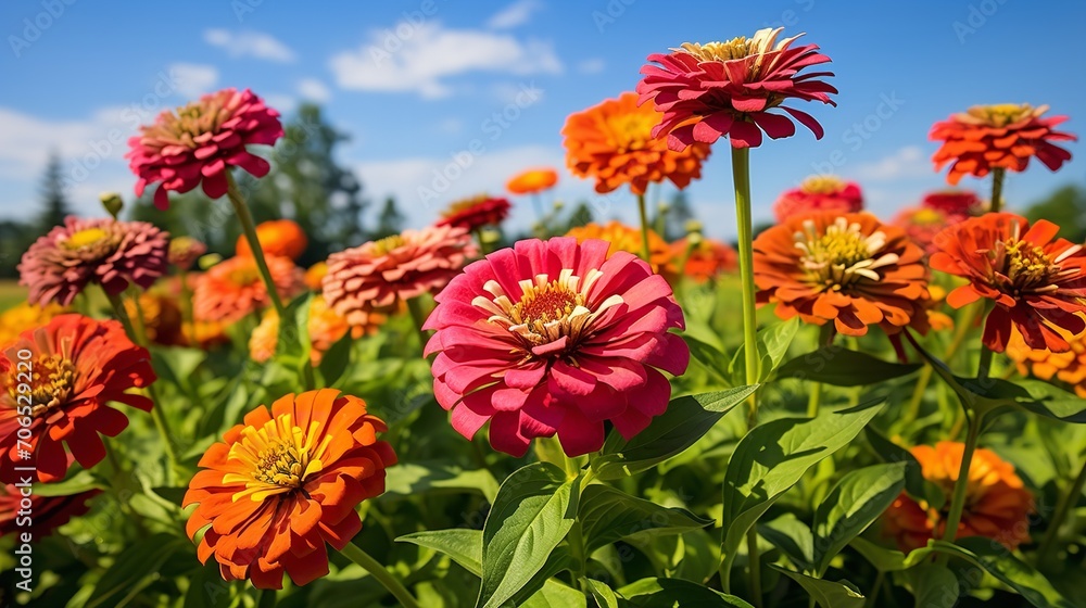 Late Summer Zinnia Field Radiance - AI Generated Late Summer Zinnia Field Radiance - AI Generated