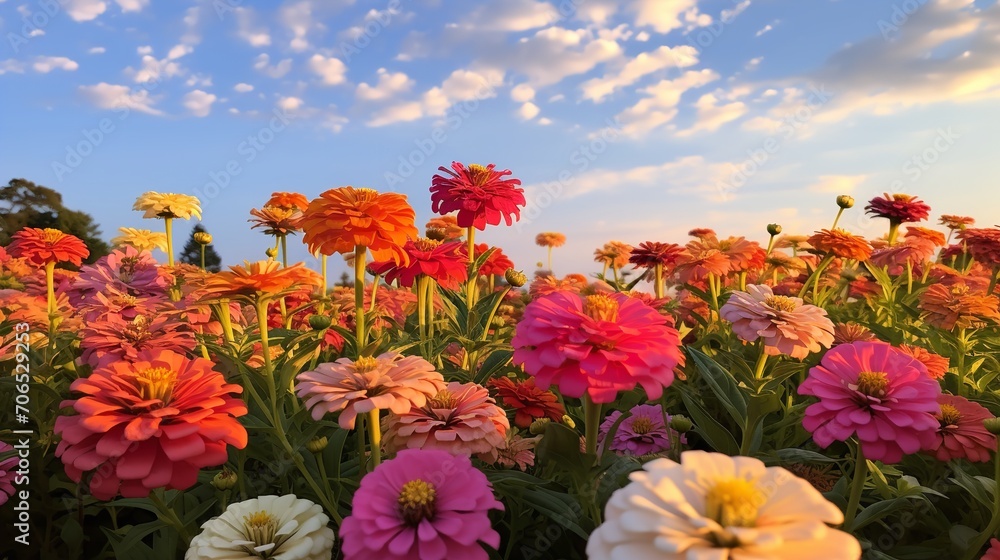 Late Summer Zinnia Field Radiance - AI Generated Late Summer Zinnia Field Radiance - AI Generated