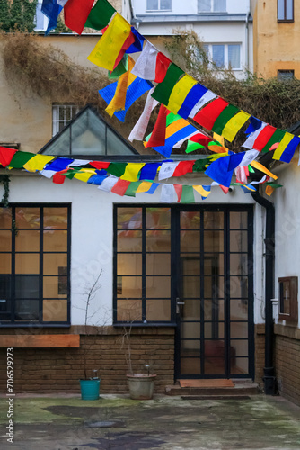 Photo of prayer flags hangin on a string just like in Nepal photo