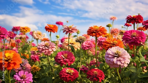 Late Summer Zinnia Field Radiance - AI Generated