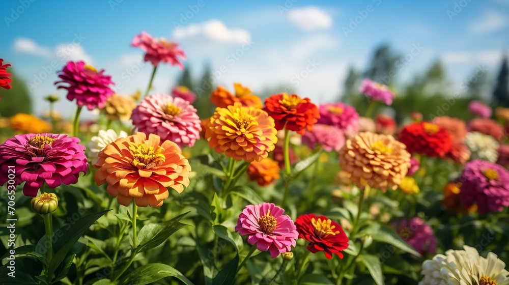 Late Summer Zinnia Field Radiance - AI Generated Late Summer Zinnia Field Radiance - AI Generated