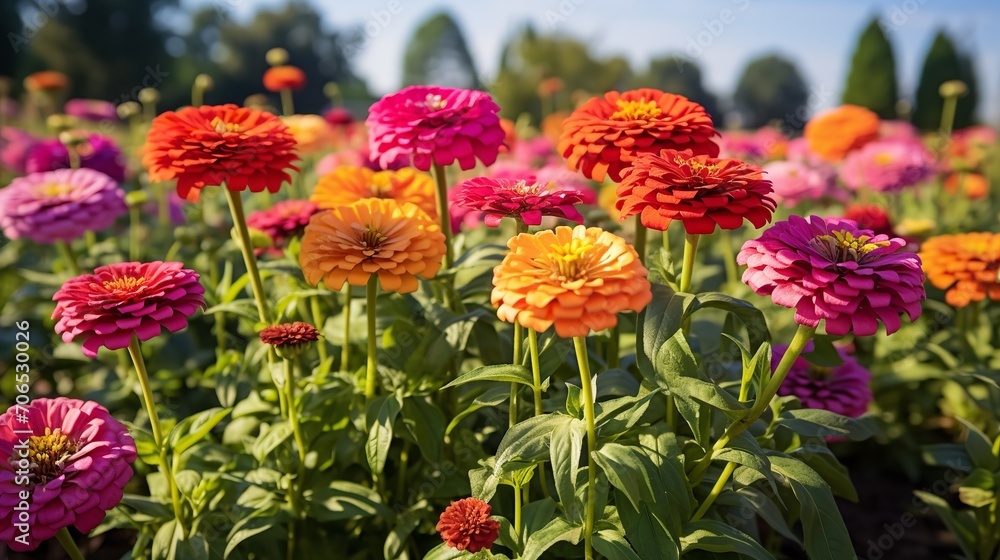 Late Summer Zinnia Field Radiance - AI Generated Late Summer Zinnia Field Radiance - AI Generated