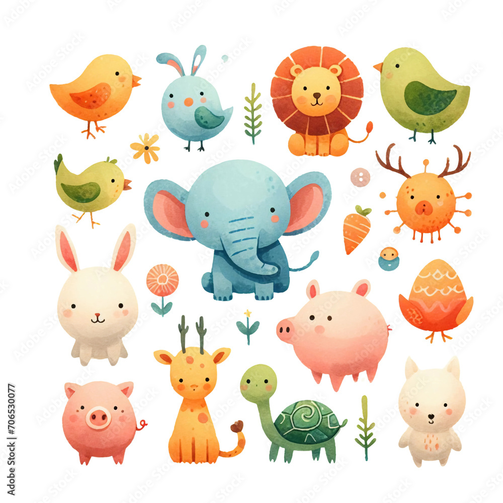 Giraffe Elephant Cute Watercolor Giraffe Elephant Cute Watercolor