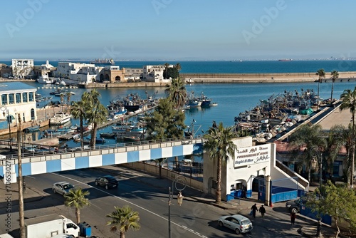 A view of the port, the Mediterranean Sea and the historic Casbah district in Algiers, the capital of Algeria. photo