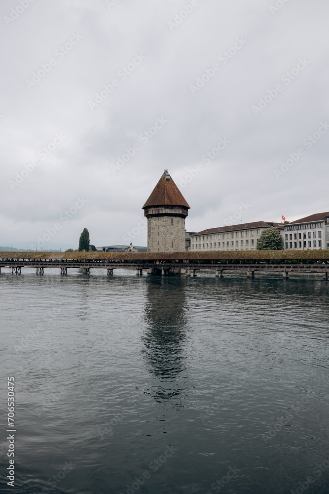 historic city center of Lucerne with famous Chapel Bridge and lake Lucerne (Vierwaldstattersee), Switzerland historic city center of Lucerne with famous Chapel Bridge and lake Lucerne (Vierwaldstattersee), Switzerland