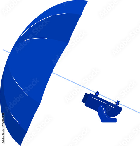 Blue open umbrella vector illustration. Protection from rain and bad weather concept vector illustration.