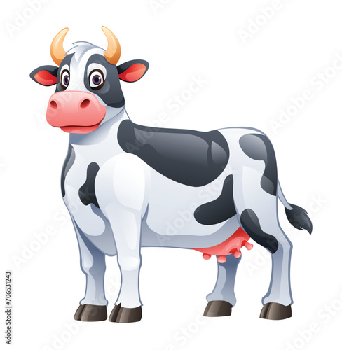 Cow cartoon vector illustration isolated on white background