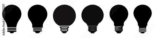 Light bulb icons set. Black light bulb icon on white background. photo