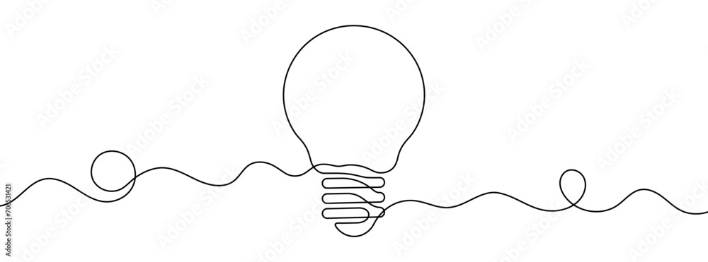 Continuous editable line drawing of light bulb. Light bulb icon in one line. - obrazy, fototapety, plakaty 