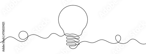 Continuous editable line drawing of light bulb. Light bulb icon in one line.