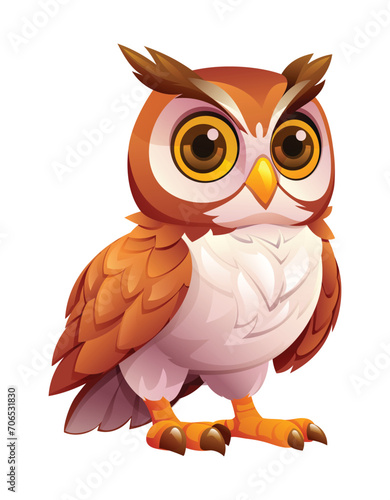 Owl cartoon vector illustration isolated on white background