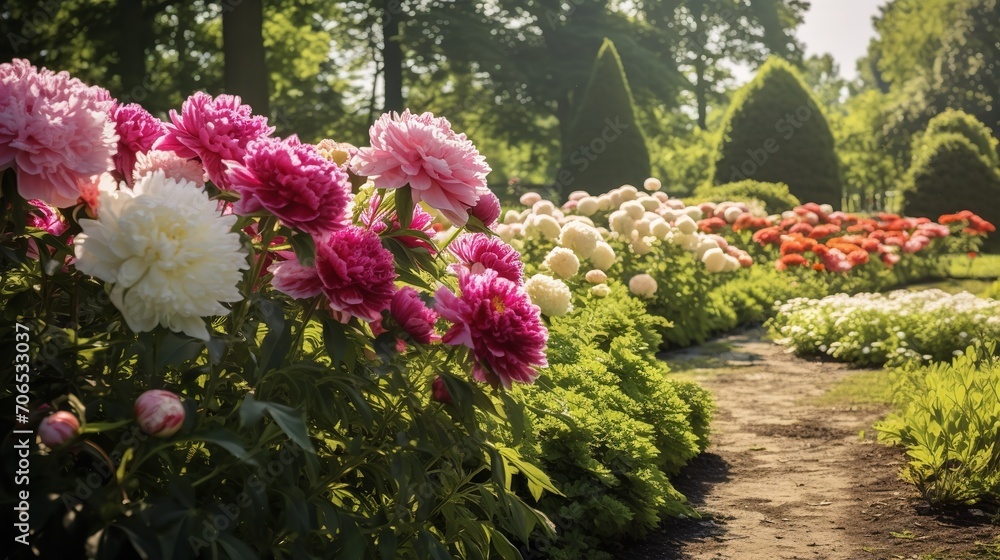 Lush Peony Garden in Bloom - AI Generated Lush Peony Garden in Bloom - AI Generated