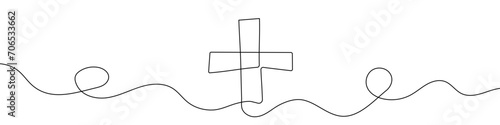 Continuous editable line drawing of hospital symbol. Medical cross icon in one line. photo