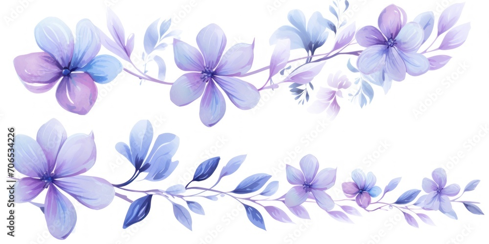 Periwinkle pastel template of flower designs with leaves and petals