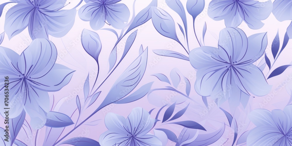 Fototapeta Periwinkle pastel template of flower designs with leaves and petals