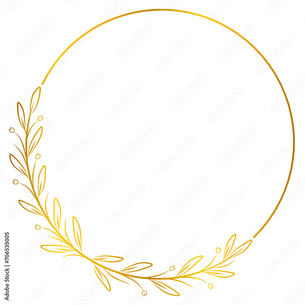 Golden floral circle frame Golden floral circle frame
