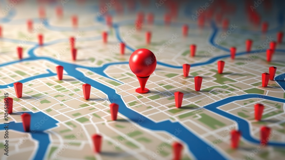 3D Map travel location. Locator mark of map and location pin or navigation icon sign on background with search. 3D rendering. 3D Map travel location. Locator mark of map and location pin or navigation icon sign on background with search. 3D rendering.