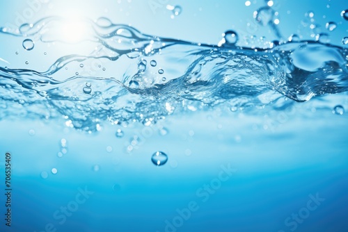 Blue Background With Water and Bubbles - Fresh and Serene Aquatic Scene