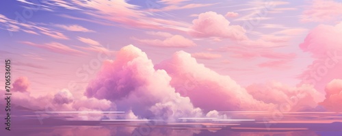 Pink sky with white cloud background 