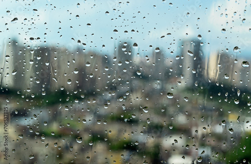 Raindrops on the windowpane, Ribeirao Preto, Sao Paulo, Brazil photo